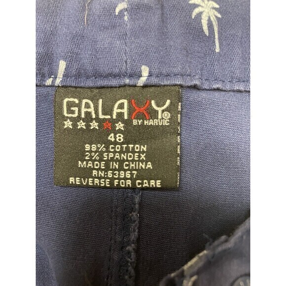Galaxy By Harvic Navy‎ Palm Trees Men's Shorts Size 48 - Picture 4 of 4